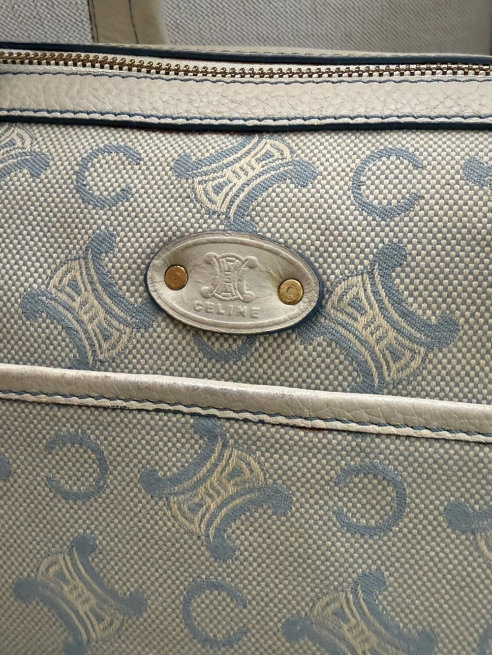 Celine Cream Beige Monogram Satchel with Dual Front Pockets - Picture 6 of 11